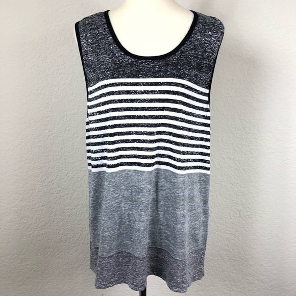 Brooklyn Cloth Tops - Brooklyn Cloth Gray/White Tank Tunic Sz XL